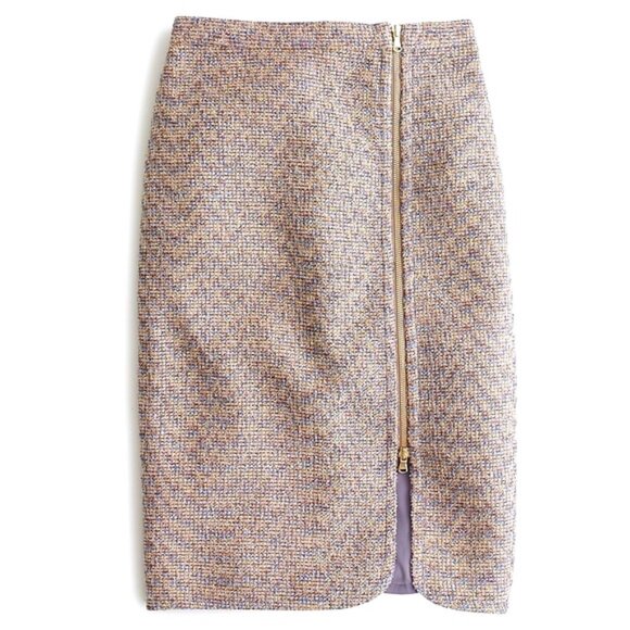 J. Crew Metallic Sparkle Tweed Zipper Skirt - Picture 1 of 11